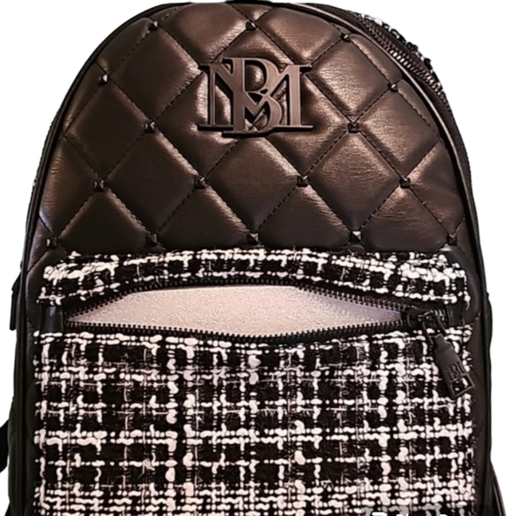 Badgley Mishka Big Diamond Quilted Backpack W/studs - Picture 2 of 8